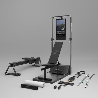Gym Monster 3 Station configuration - Incline Bench plus AeroRow rowing